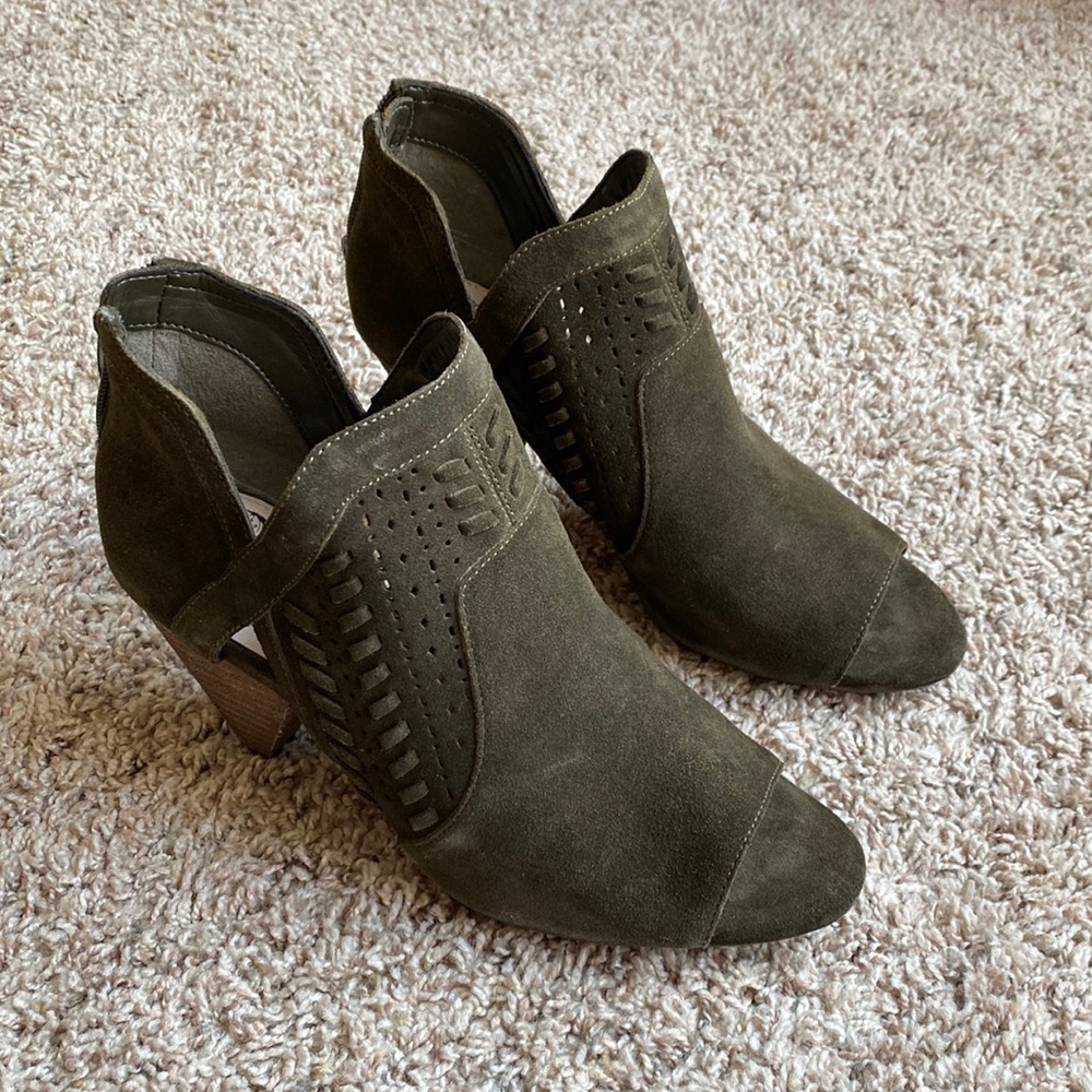 vince peep toe booties